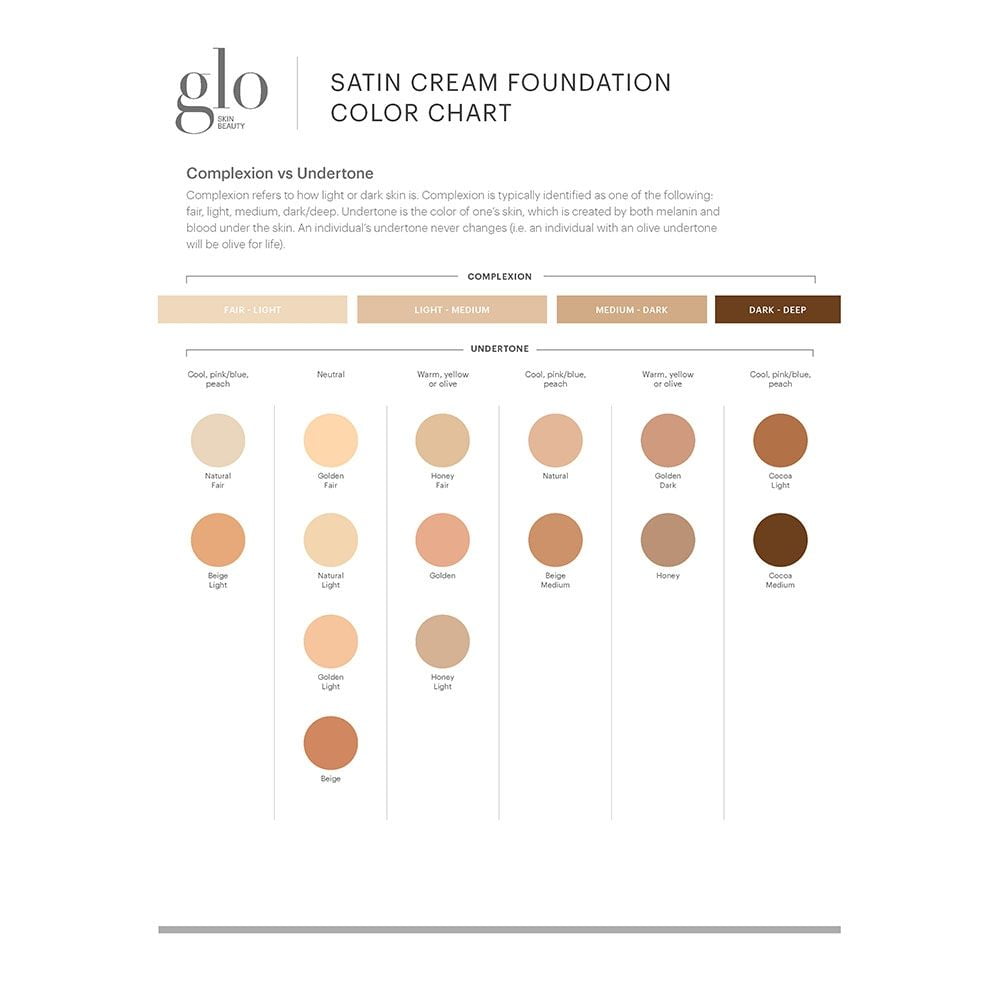 Glo Skin Beauty Satin Cream Foundation siidine jumestuskreem color chart Glo Skin Beauty Satin Cream Foundation siidine jumestuskreem color chart